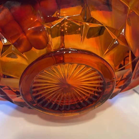 Vintage Tiara Indiana Constellation Red Amberina Large Art Glass Basket JD - Picture 4 of 7